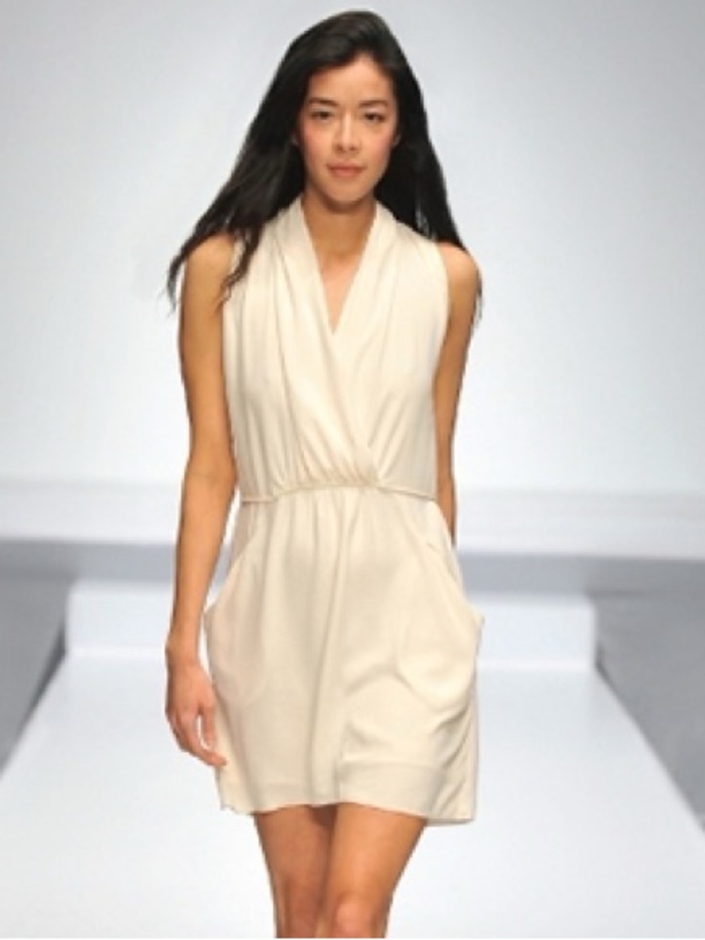 Wilfred Sabine halter Faux-Wrap Dress in Light Beige